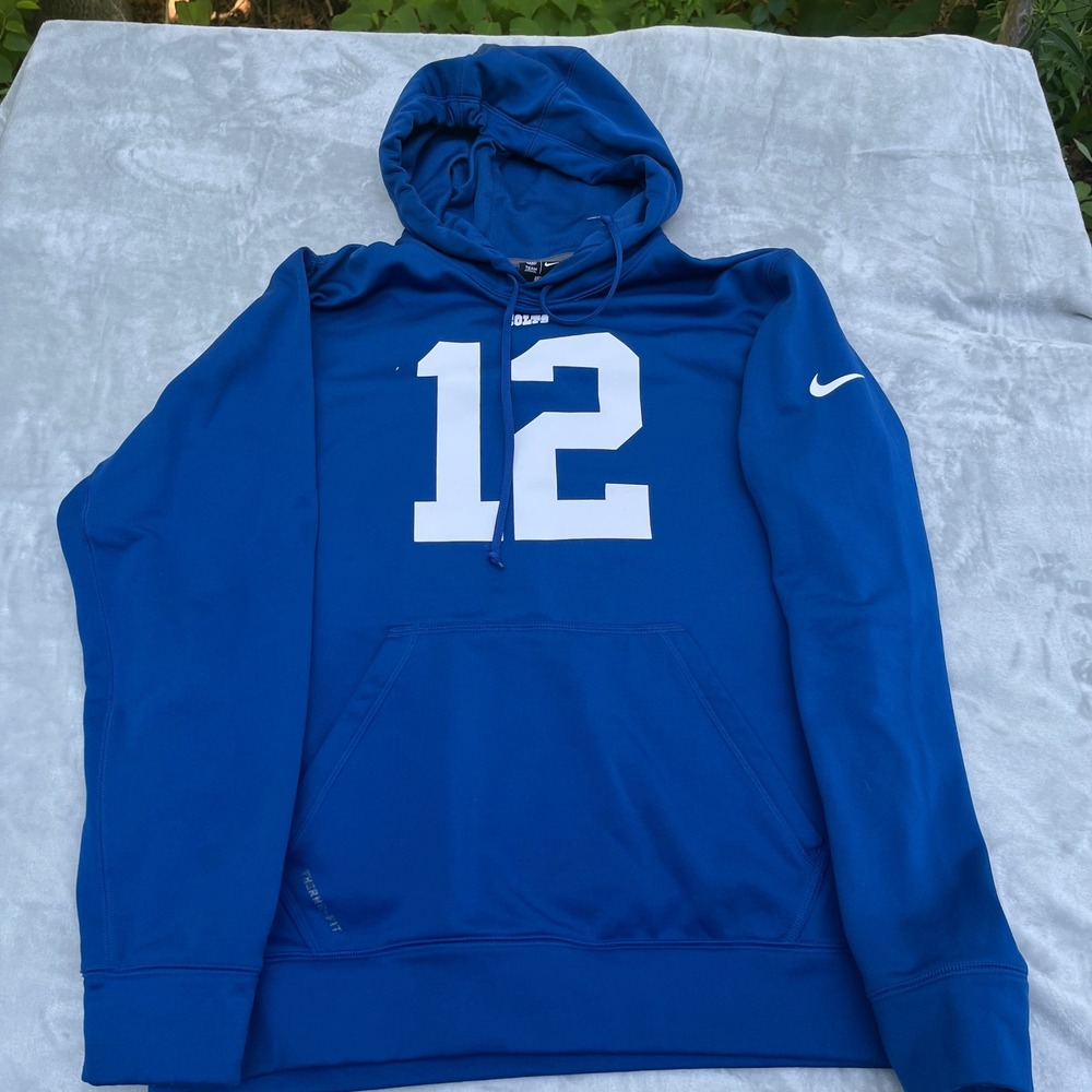 Nike NFL Indianapolis Colts Andrew Luck 12 Therma-FIT Hoodie Mens Medium Blue